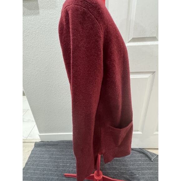 Maroon V-Neck Sweater Tunic with Pockets Long Sleeve Comfy Casual - Picture 3 of 6